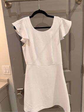 BCBGeneration White Flutter-Sleeve Mini Dress